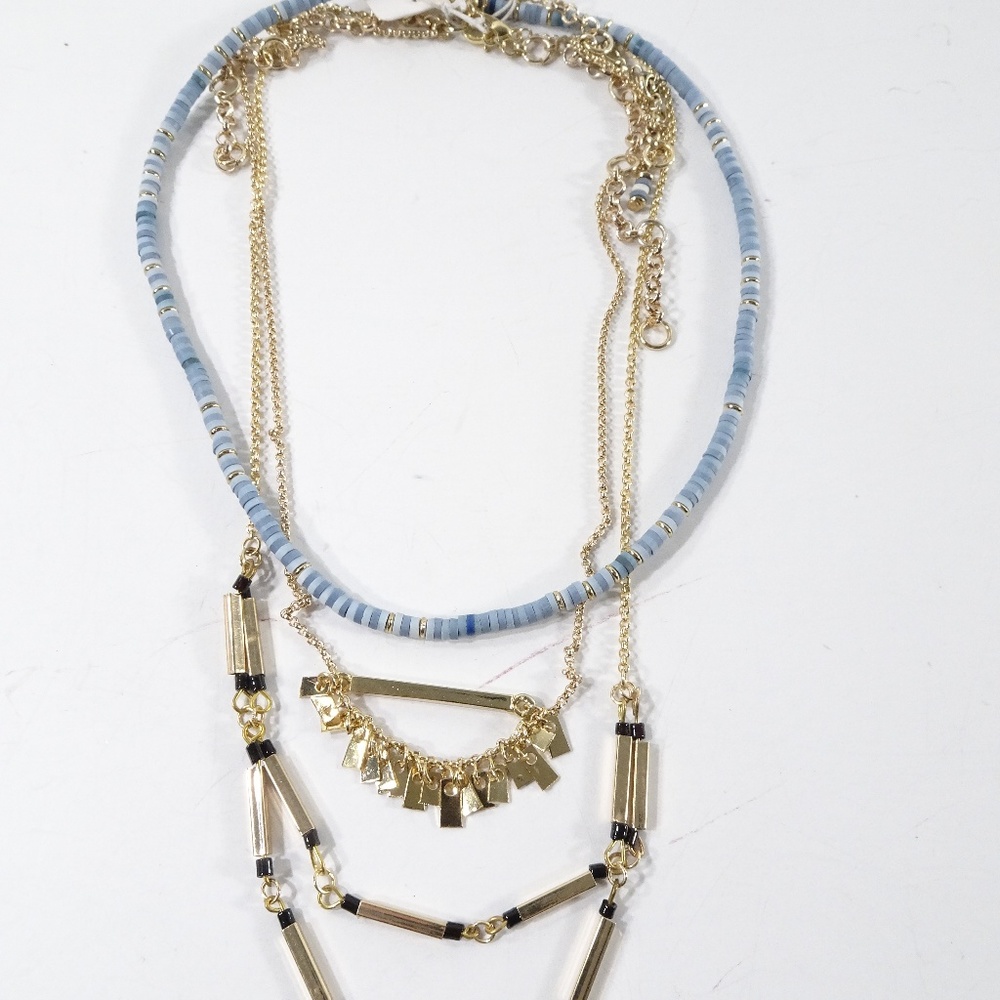 Lee by Lee Angel Gold tier Blue Tiered Necklace